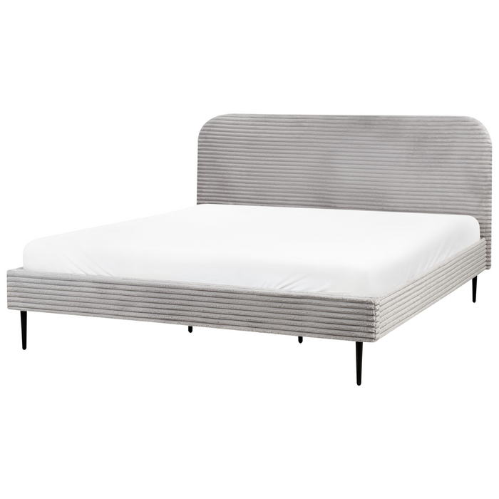 Beliani-FLAYAT -Tweepersoonsbed-Lichtgrijs-180 x 200 cm-Corduroy