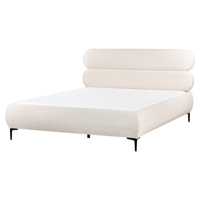 Beliani - LESSAY - Tweepersoonsbed - Off-white - 160 x 200 cm - Bouclé