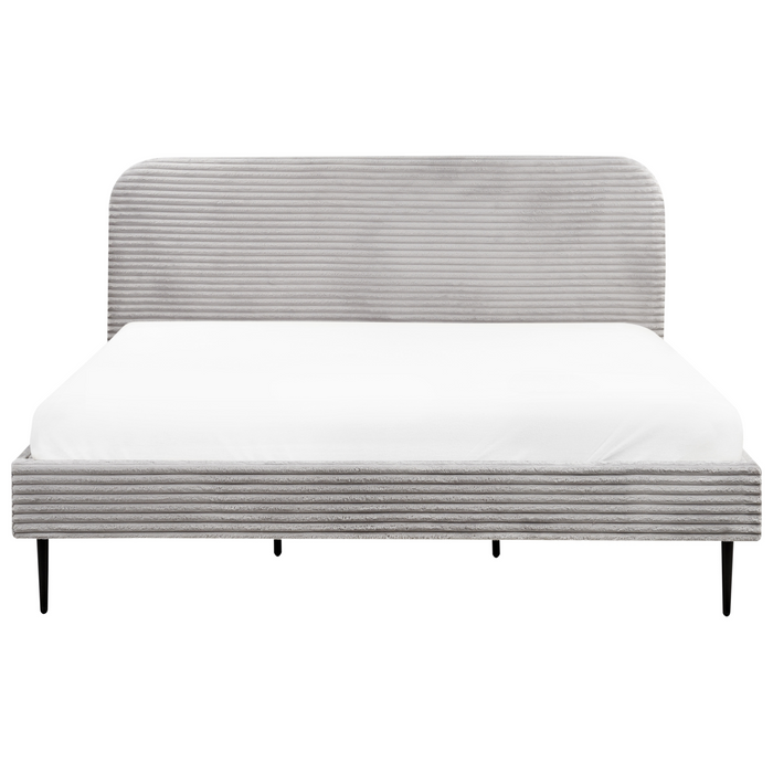 Beliani-FLAYAT -Tweepersoonsbed-Lichtgrijs-180 x 200 cm-Corduroy