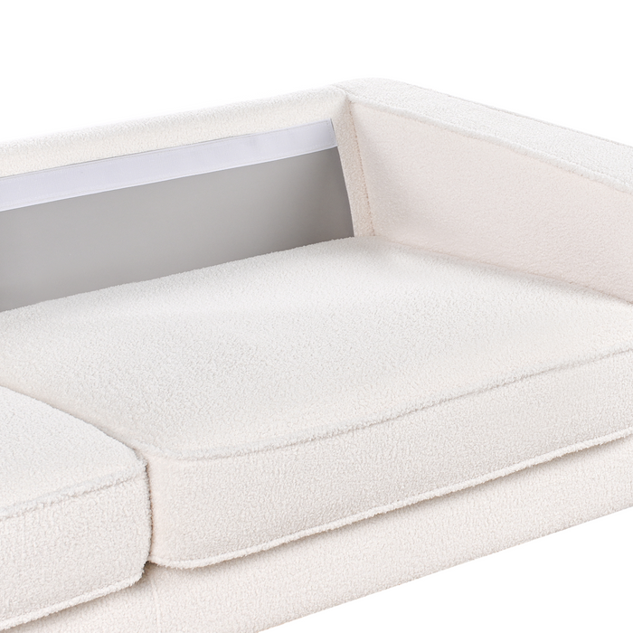 Beliani - SAVALEN - Driezitsbank - Wit - Bouclé