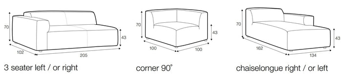 Sits Annie 3-Zits + Chaise Lounge Goud Beige Rechts|Links