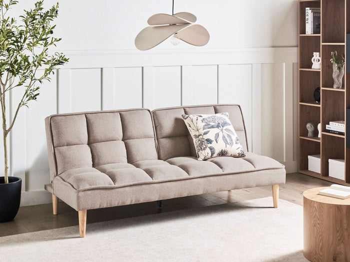 Beliani - SILJAN - Slaapbank 3-zits - Lichtbruin - Polyester