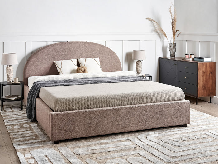 Beliani-VAUCLUSE-Bed met opbergruimte-Taupe-180 x 200 cm-Bouclé