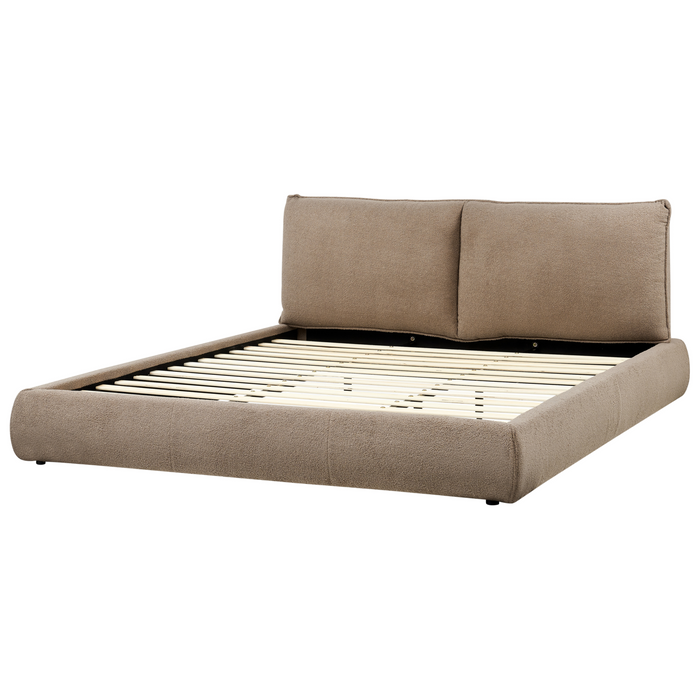 Beliani - VINAY - Tweepersoonsbed - Taupe - 180 x 200 cm - Bouclé