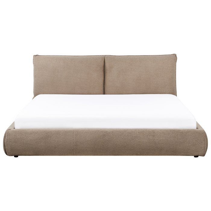 Beliani - VINAY - Tweepersoonsbed - Taupe - 180 x 200 cm - Bouclé