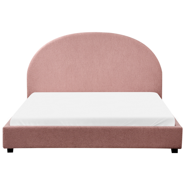 Beliani-VAUCLUSE-Tweepersoonsbed-Pastelroze-160 x 200 cm-Bouclé