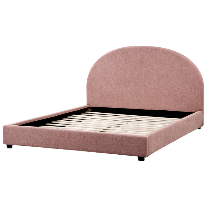 Beliani-VAUCLUSE-Tweepersoonsbed-Pastelroze-160 x 200 cm-Bouclé