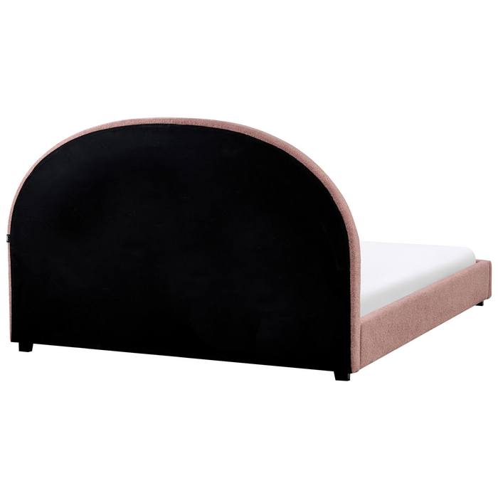 Beliani-VAUCLUSE-Tweepersoonsbed-Pastelroze-160 x 200 cm-Bouclé