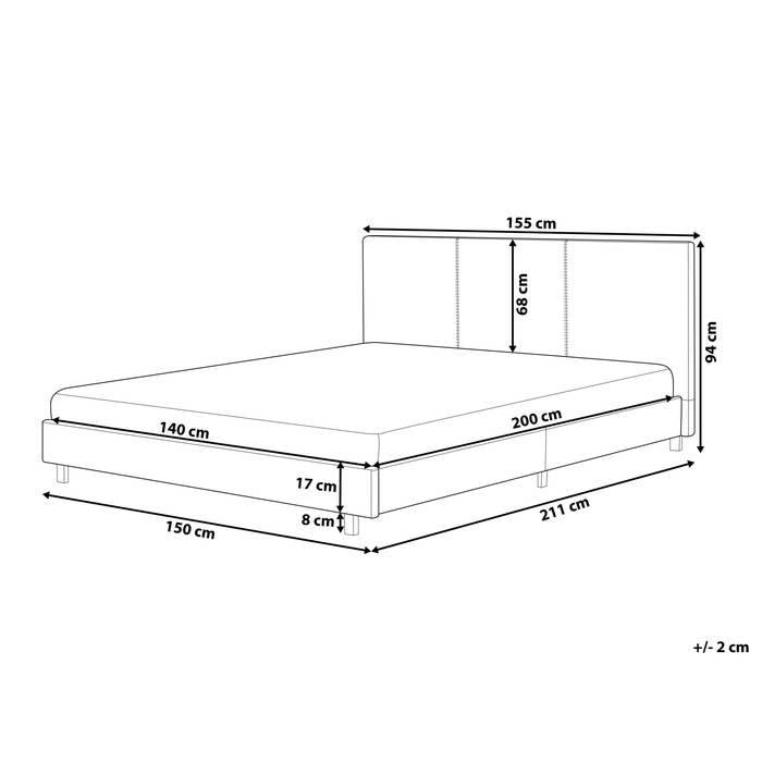 Beliani - ALBI - Tweepersoonsbed - Off-white - 140 x 200 cm - Bouclé