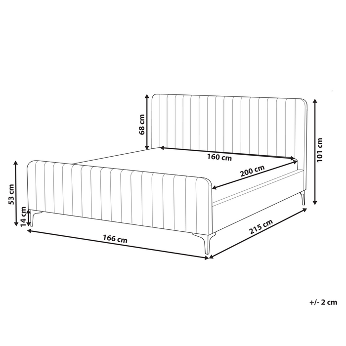 Beliani - LUNAN - Tweepersoonsbed - Beige - 160 x 200 cm - Bouclé
