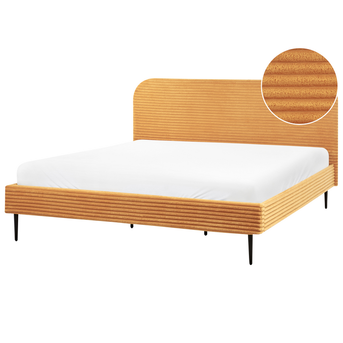 Beliani - FLAYAT - Tweepersoonsbed - Oranje - 180 x 200 cm - Corduroy