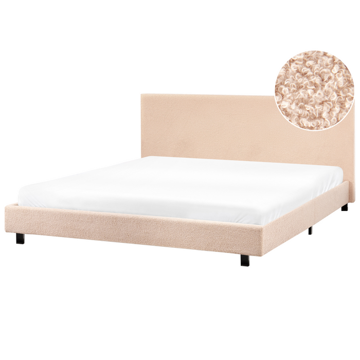 Beliani - ALBI - Tweepersoonsbed - Beige - 180 x 200 cm - Bouclé