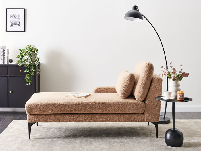 Beliani - EWRON - Chaise longue - Zandbeige - Rechtszijdig - Bouclé
