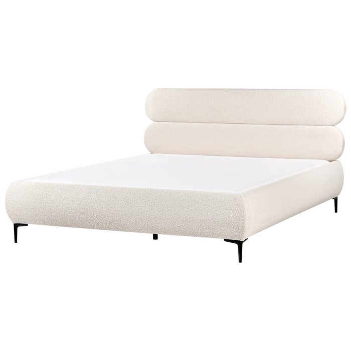 Beliani - LESSAY - Tweepersoonsbed - Off-white - 180 x 200 cm - Bouclé
