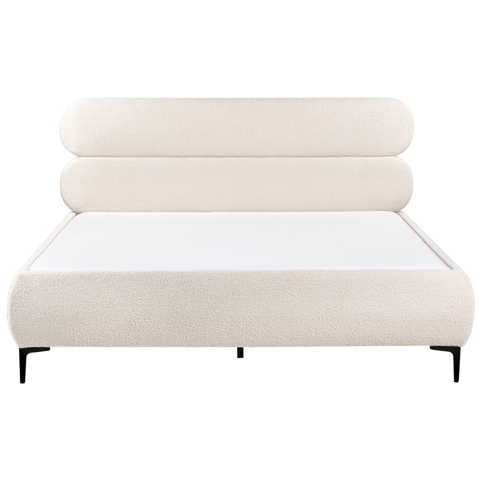 Beliani - LESSAY - Tweepersoonsbed - Off-white - 180 x 200 cm - Bouclé