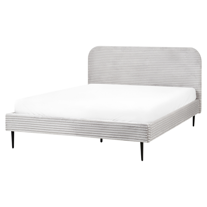 Beliani-FLAYAT -Tweepersoonsbed-Lichtgrijs-160 x 200 cm-Corduroy