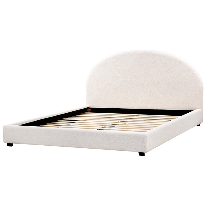 Beliani-VAUCLUSE-Tweepersoonsbed-Gebroken wit-180 x 200 cm-Bouclé