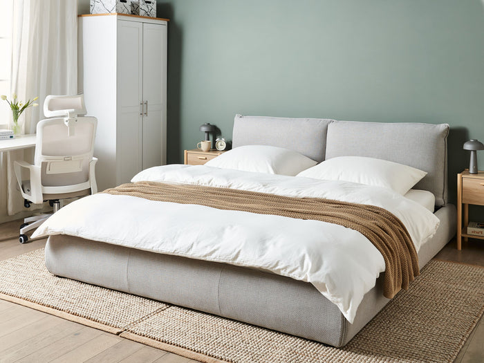 Beliani - VINAY - Tweepersoonsbed - Grijs - 180 x 200 cm - Polyester