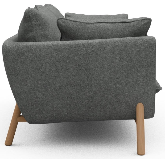 Kragelund Hasle 2-zits Bank Grijs Bouclé | Eiken