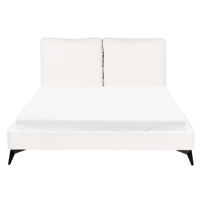 Beliani-MELLE -Tweepersoonsbed-Gebroken wit-140 x 200 cm-Bouclé