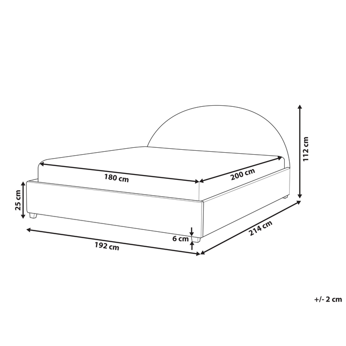 Beliani-VAUCLUSE-Tweepersoonsbed-Gebroken wit-180 x 200 cm-Bouclé
