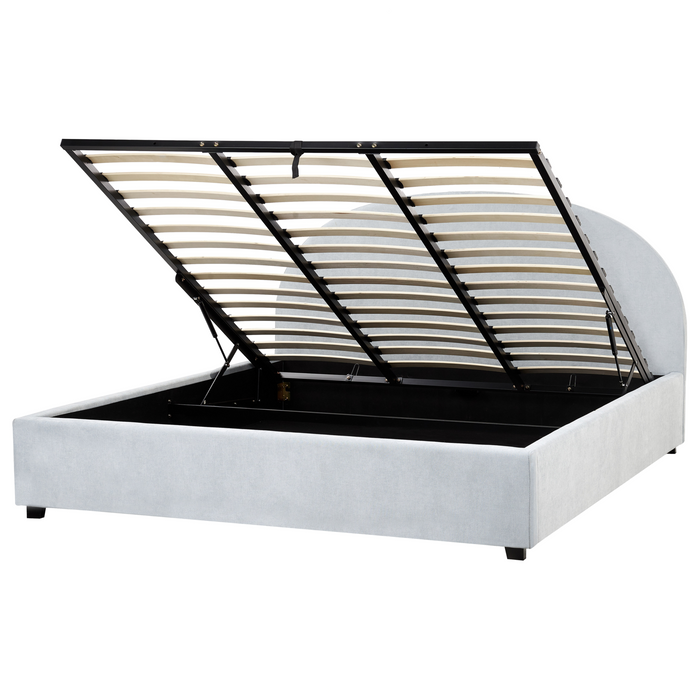 Beliani-VAUCLUSE-Bed met opbergruimte-Lichtblauw-180 x 200 cm-Stof