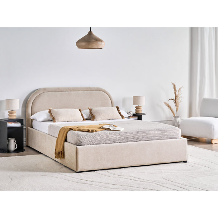 Beliani-QUILLIEN-Bed met opbergruimte-Beige-140 x 200 cm-Polyester