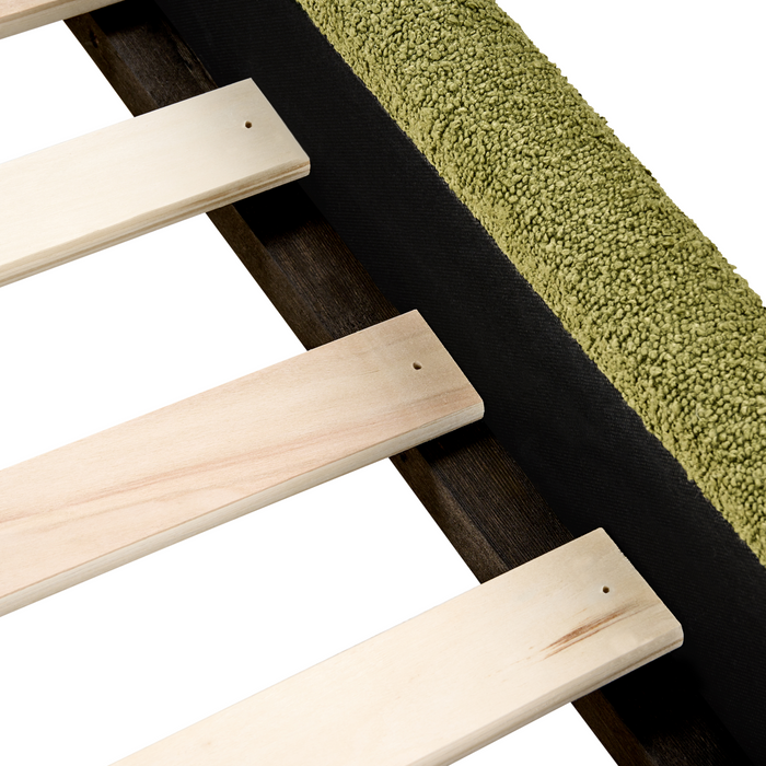 Beliani-VAUCLUSE-Tweepersoonsbed-Olijfgroen-140 x 200 cm-Bouclé