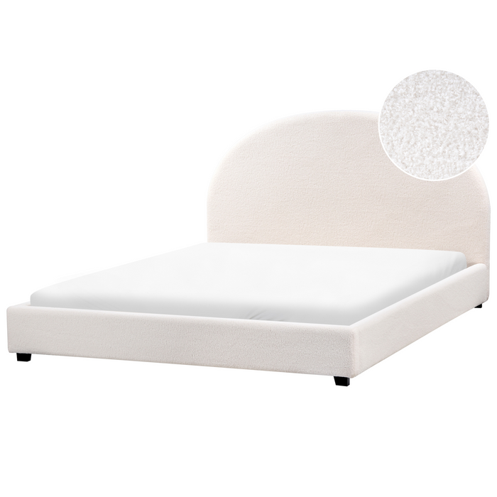 Beliani-VAUCLUSE-Tweepersoonsbed-Gebroken wit-160 x 200 cm-Bouclé