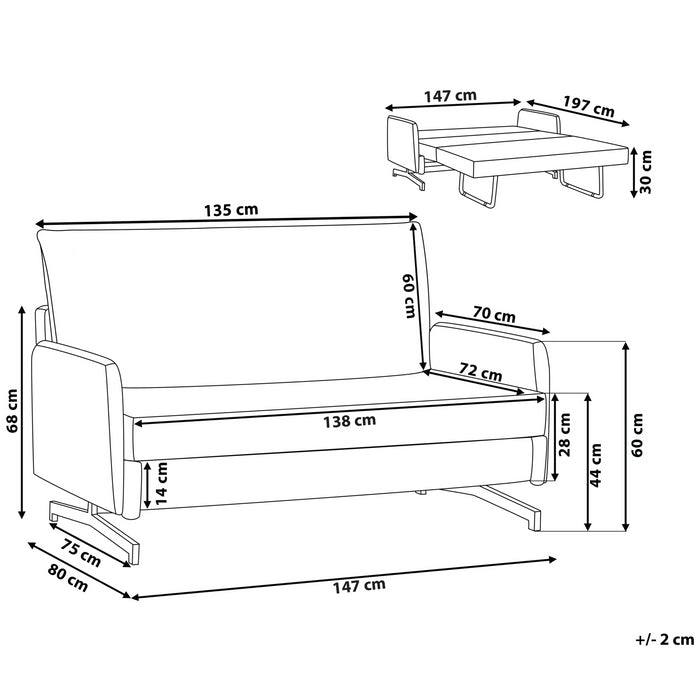 Beliani - BELFAST - Slaapbank - Taupe - Polyester
