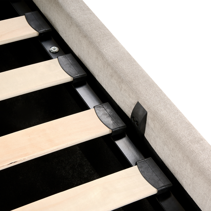 Beliani-QUILLIEN-Bed met opbergruimte-Beige-140 x 200 cm-Polyester