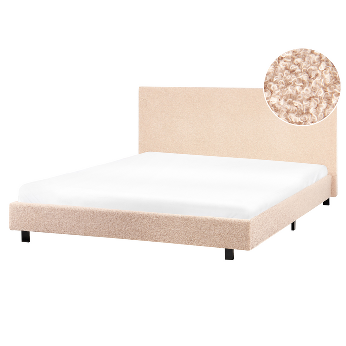 Beliani - ALBI - Tweepersoonsbed - Beige - 160 x 200 cm - Bouclé
