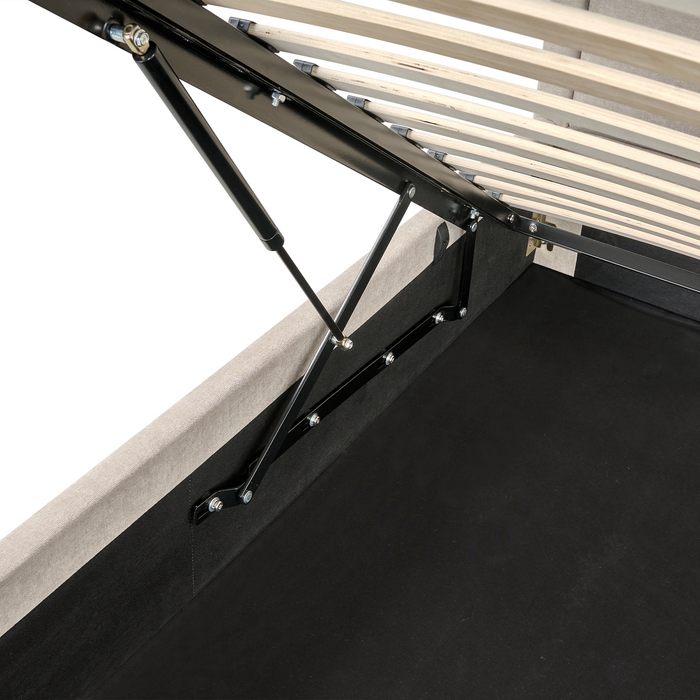 Beliani-QUILLIEN-Bed met opbergruimte-Beige-140 x 200 cm-Polyester