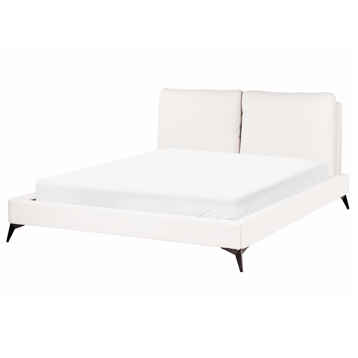Beliani-MELLE -Tweepersoonsbed-Gebroken wit-160 x 200 cm-Bouclé