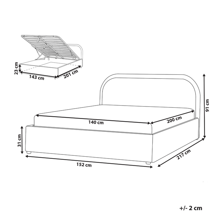 Beliani-QUILLIEN-Bed met opbergruimte-Beige-140 x 200 cm-Polyester