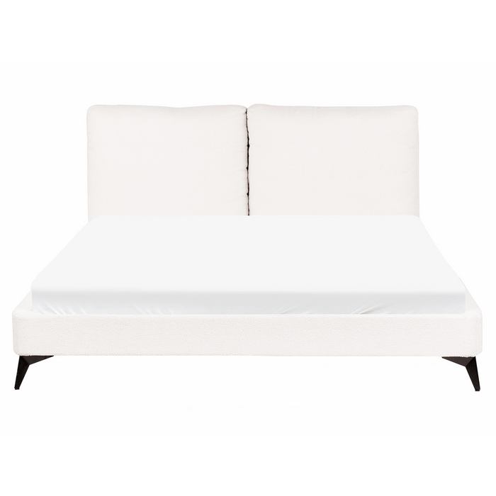 Beliani-MELLE -Tweepersoonsbed-Gebroken wit-160 x 200 cm-Bouclé