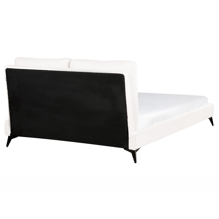 Beliani-MELLE -Tweepersoonsbed-Gebroken wit-160 x 200 cm-Bouclé