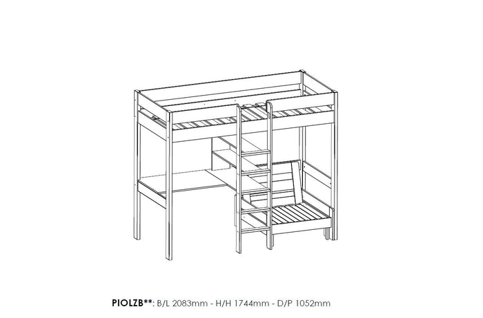 LUCEVI - Pino Mezzanine bed + Slaapfauteuil + Matras - Wit - 90x200 cm