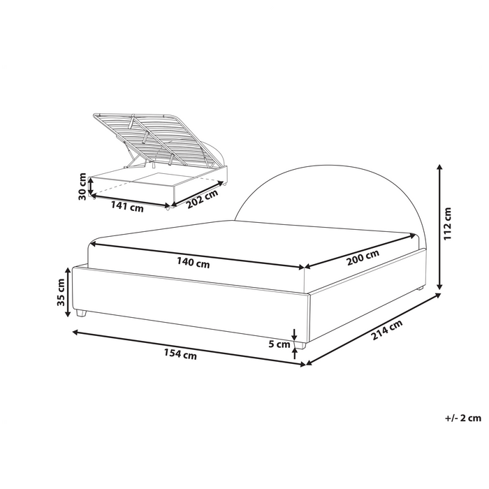 Beliani-VAUCLUSE-Bed met opbergruimte-Gebroken wit-140 x 200 cm-Bouclé