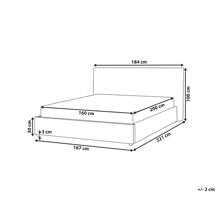 Beliani - LAVAUR - Tweepersoonsbed - Off-white - 160 x 200 cm - Bouclé
