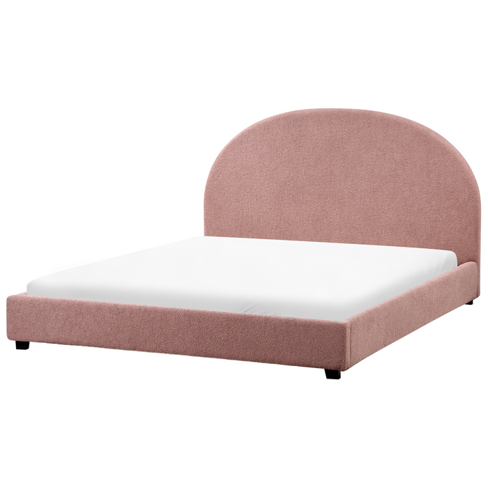Beliani-VAUCLUSE-Tweepersoonsbed-Pastelroze-160 x 200 cm-Bouclé