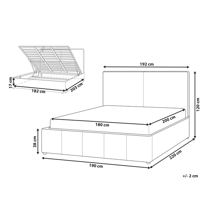 Beliani-CASTELNAVET-Tweepersoonsbed-Wit-180 x 200 cm-Polyester
