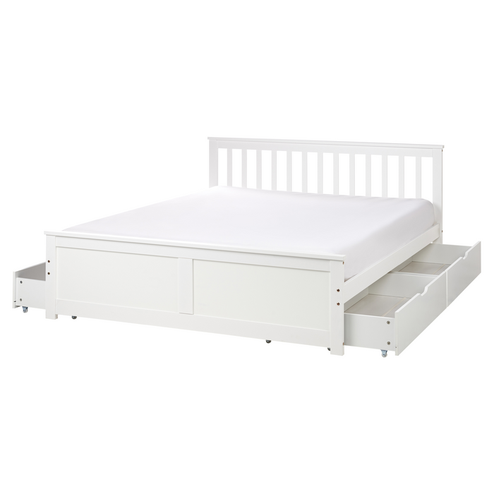 Beliani - OLENDON - Bed met 4 lades - Wit - 160 x 200 cm - Dennenhout