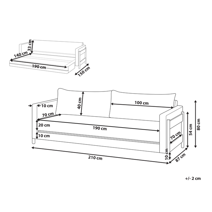 Beliani - ORSA - Slaapbank - Gebroken Wit - Polyester