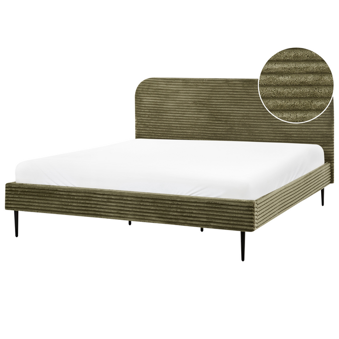 Beliani - FLAYAT - Tweepersoonsbed - Groen - 180 x 200 cm - Corduroy