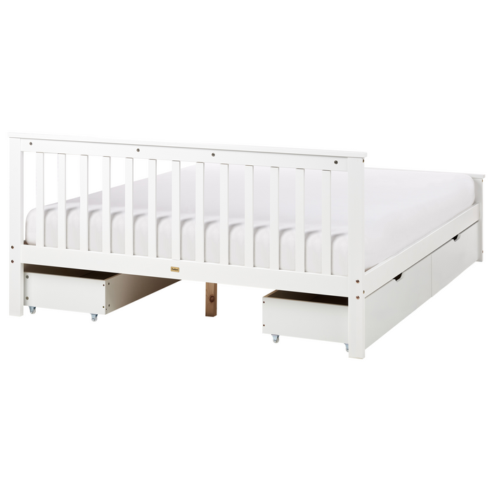 Beliani - OLENDON - Bed met 4 lades - Wit - 160 x 200 cm - Dennenhout