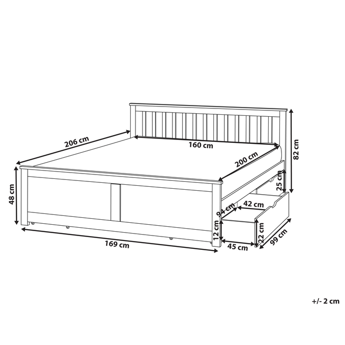 Beliani - OLENDON - Bed met 4 lades - Wit - 160 x 200 cm - Dennenhout