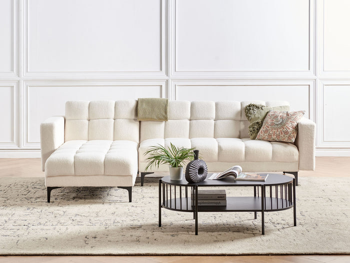 Beliani - ALNES - Hoekbank - Wit - Rechtszijdig - Polyester