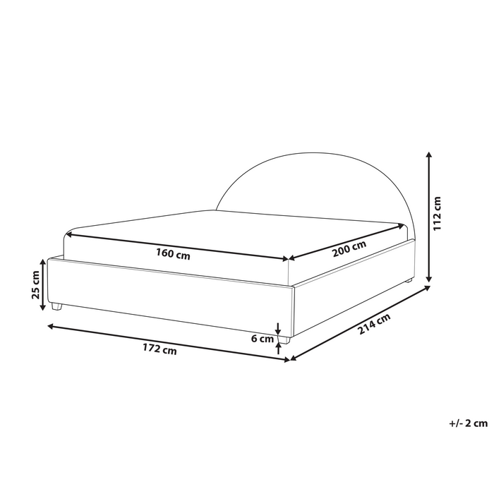 Beliani-VAUCLUSE-Tweepersoonsbed-Gebroken wit-160 x 200 cm-Bouclé