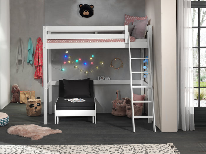 LUCEVI - Pino Mezzanine Bed + Ladder + Slaapfauteuil - Wit - 90x200 cm